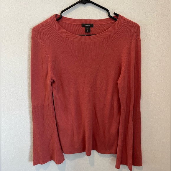 Peach Halogen Petite Small Crew Neck Pull Over Sweater Bell Sleeves - Picture 2 of 9